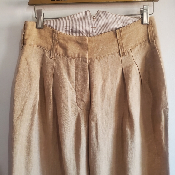 Express Linen Blend Pleated Pants Trousers Buckle Back Size 2 Poet Old Money - Picture 2 of 16